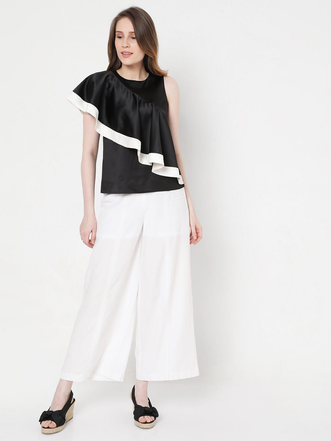Black Ruffle Sleeves Top