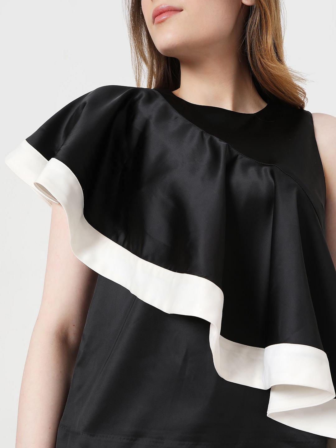 Black Ruffle Sleeves Top