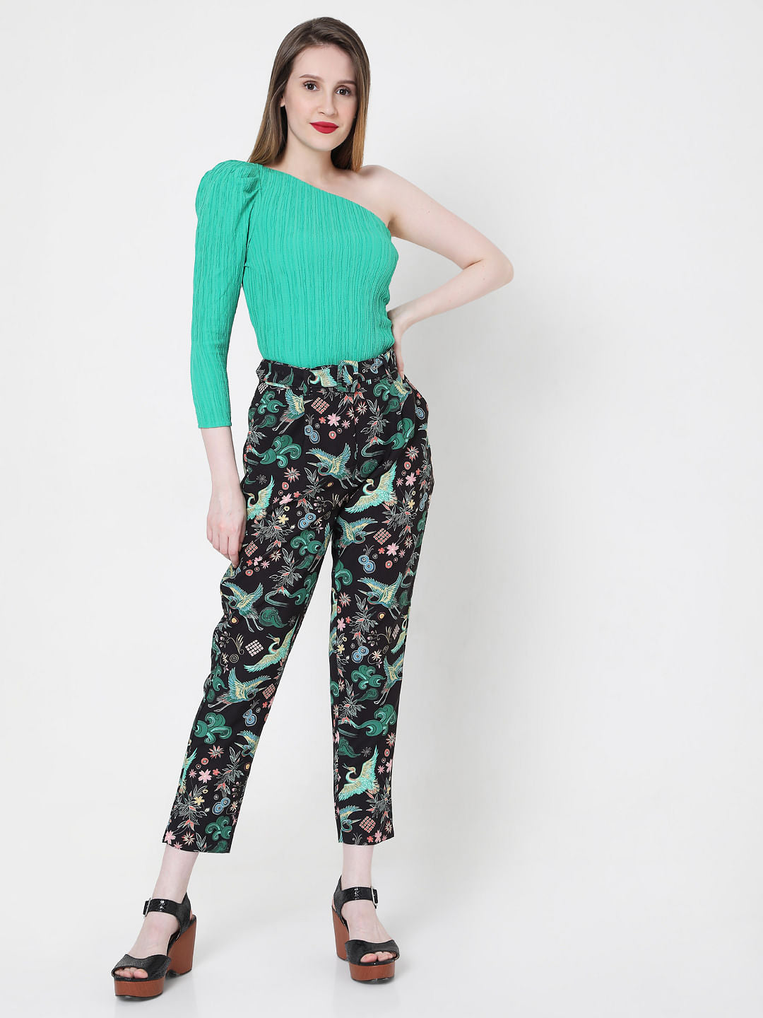 Green One Shoulder Top