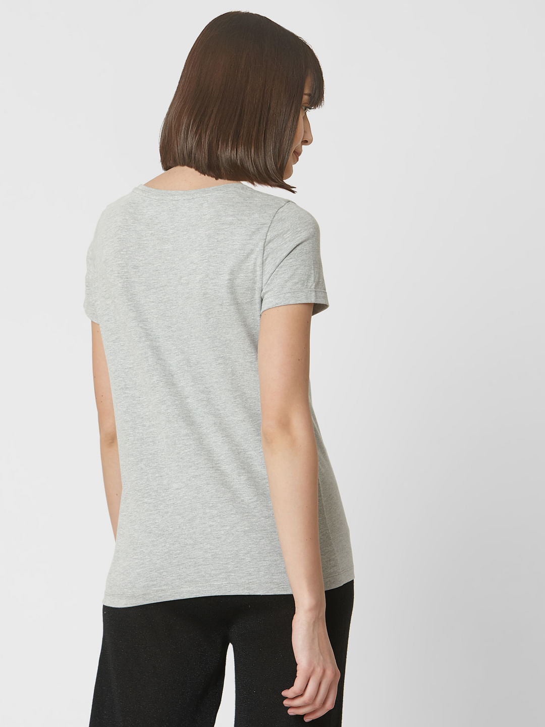 Grey Text Print T-Shirt
