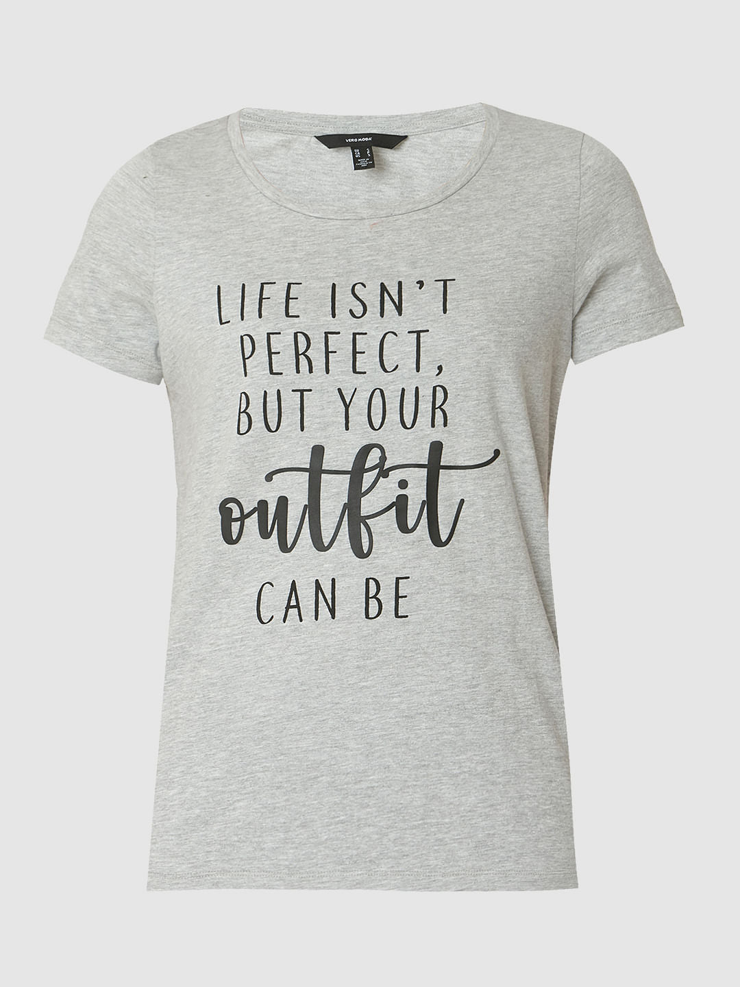 Grey Text Print T-Shirt