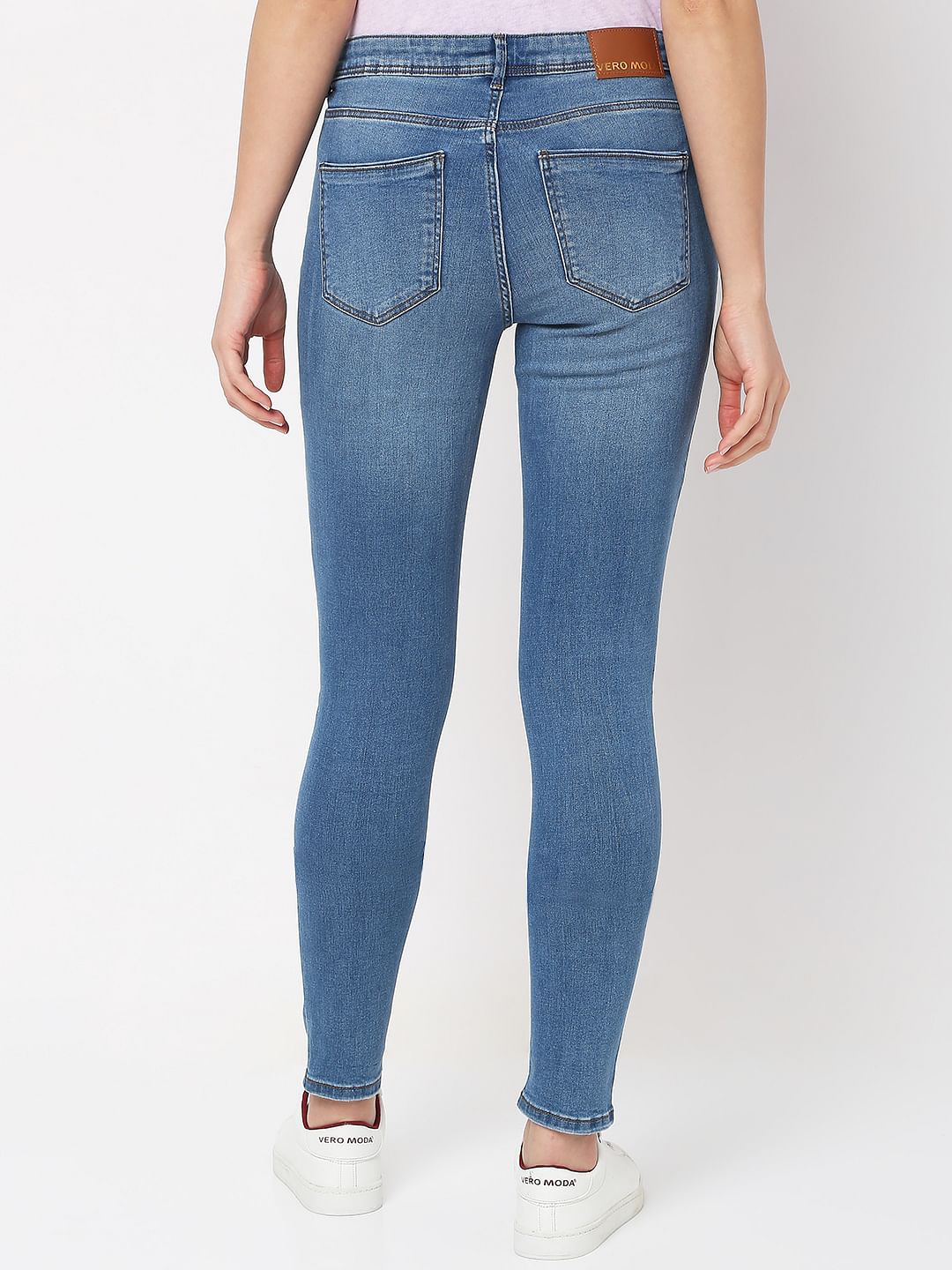 Blue Mid Rise Distressed Wendy Skinny Jeans