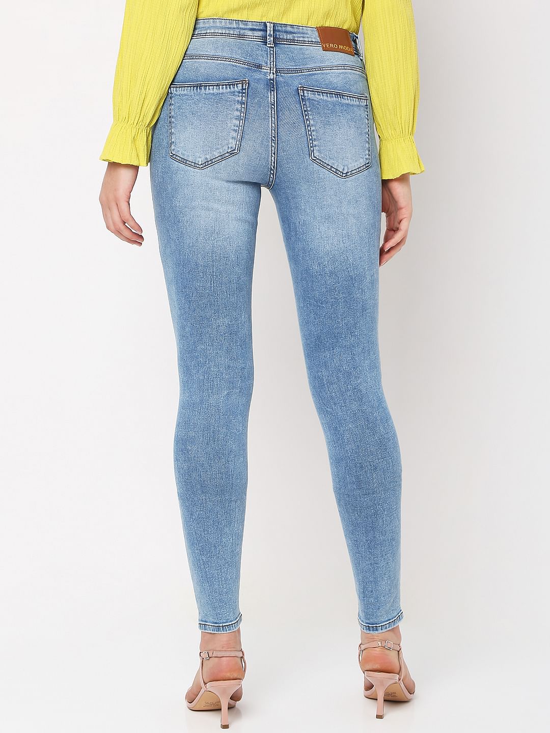 Light Blue Mid Rise Distressed Wendy Skinny Jeans
