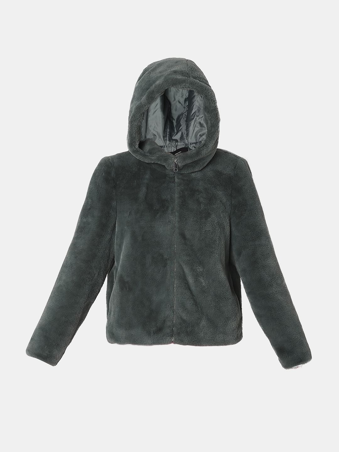 Green Faux Fur Hooded Jacket