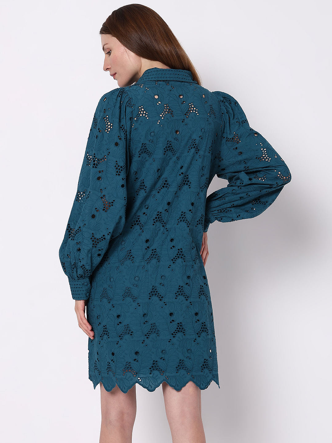 Teal Lace Shirt Dress