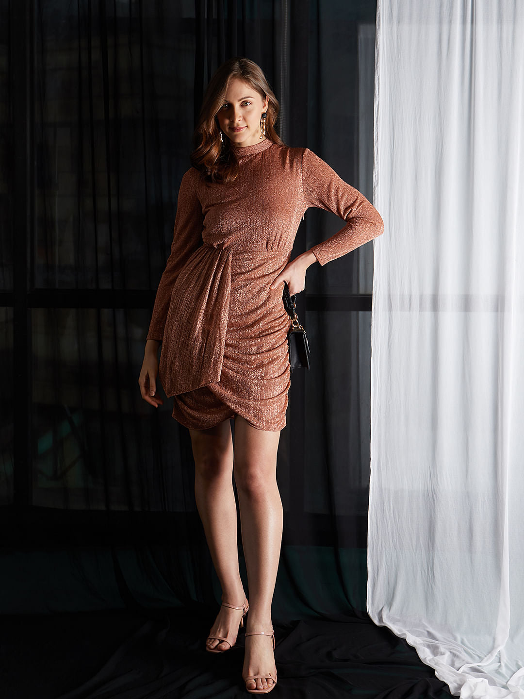 Brown Shimmer Mini Dress