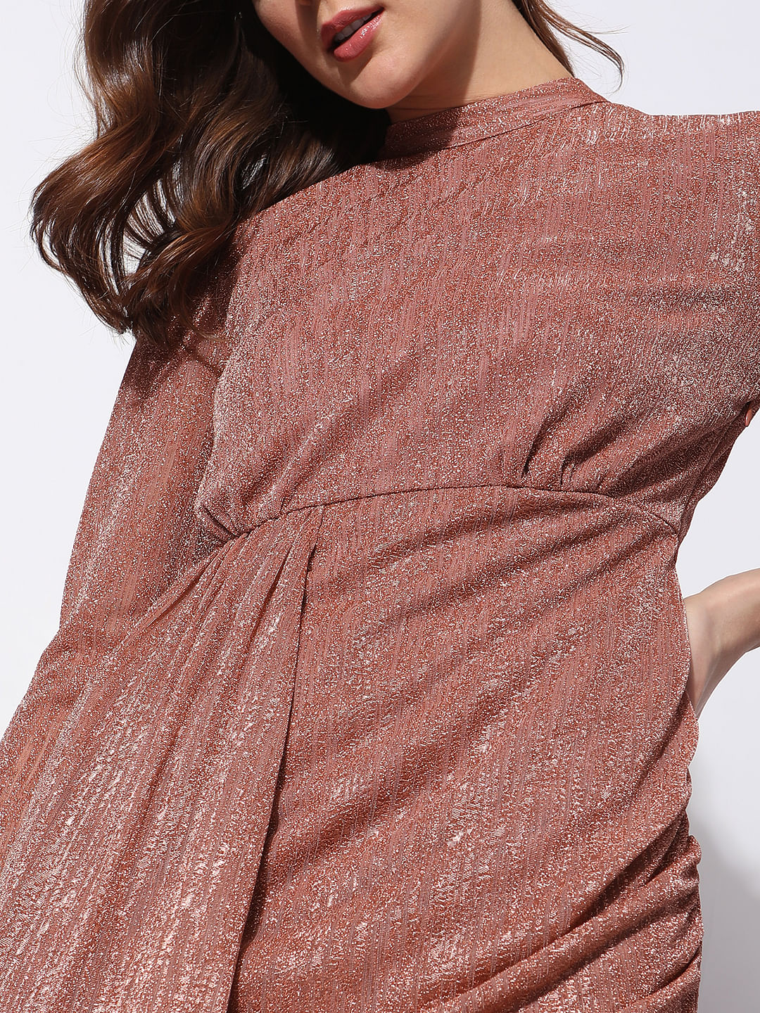 Brown Shimmer Mini Dress