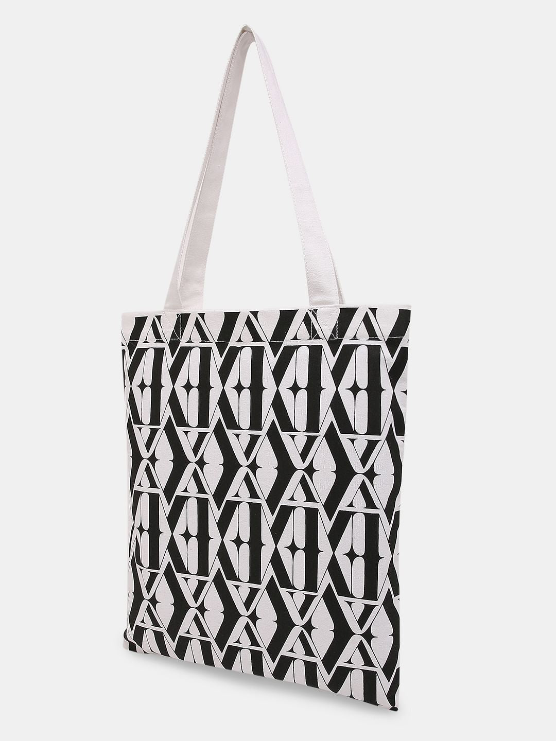 White Typographic Print Tote Bag