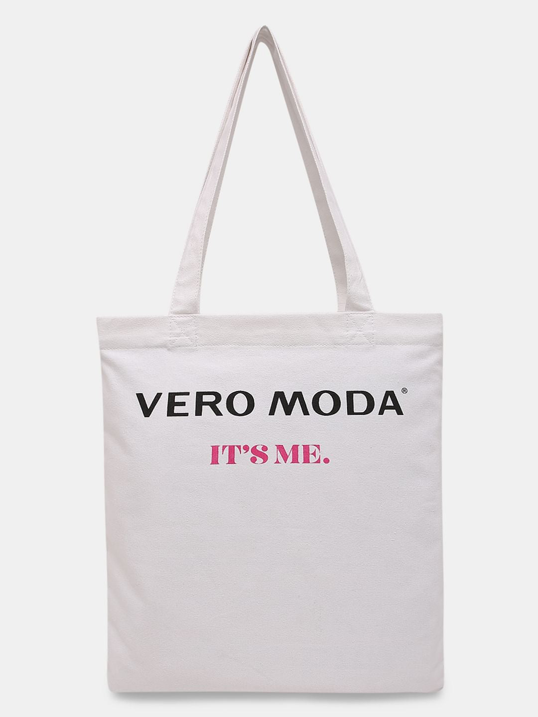 White Typographic Print Tote Bag