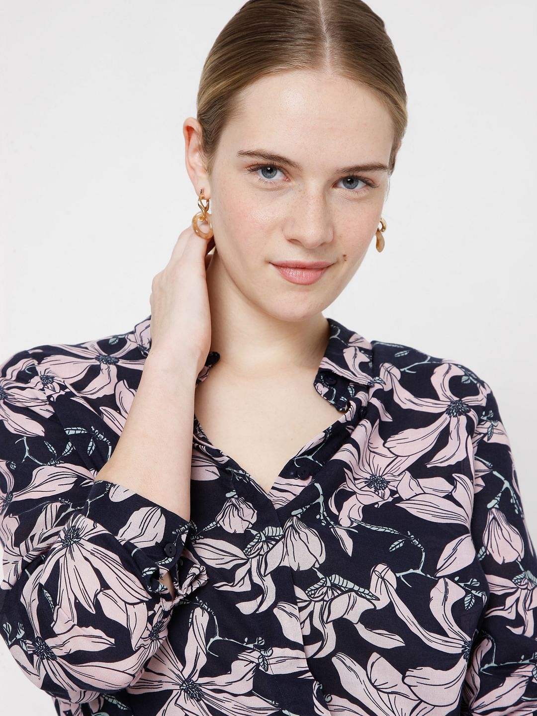 Navy Blue Floral Shirt