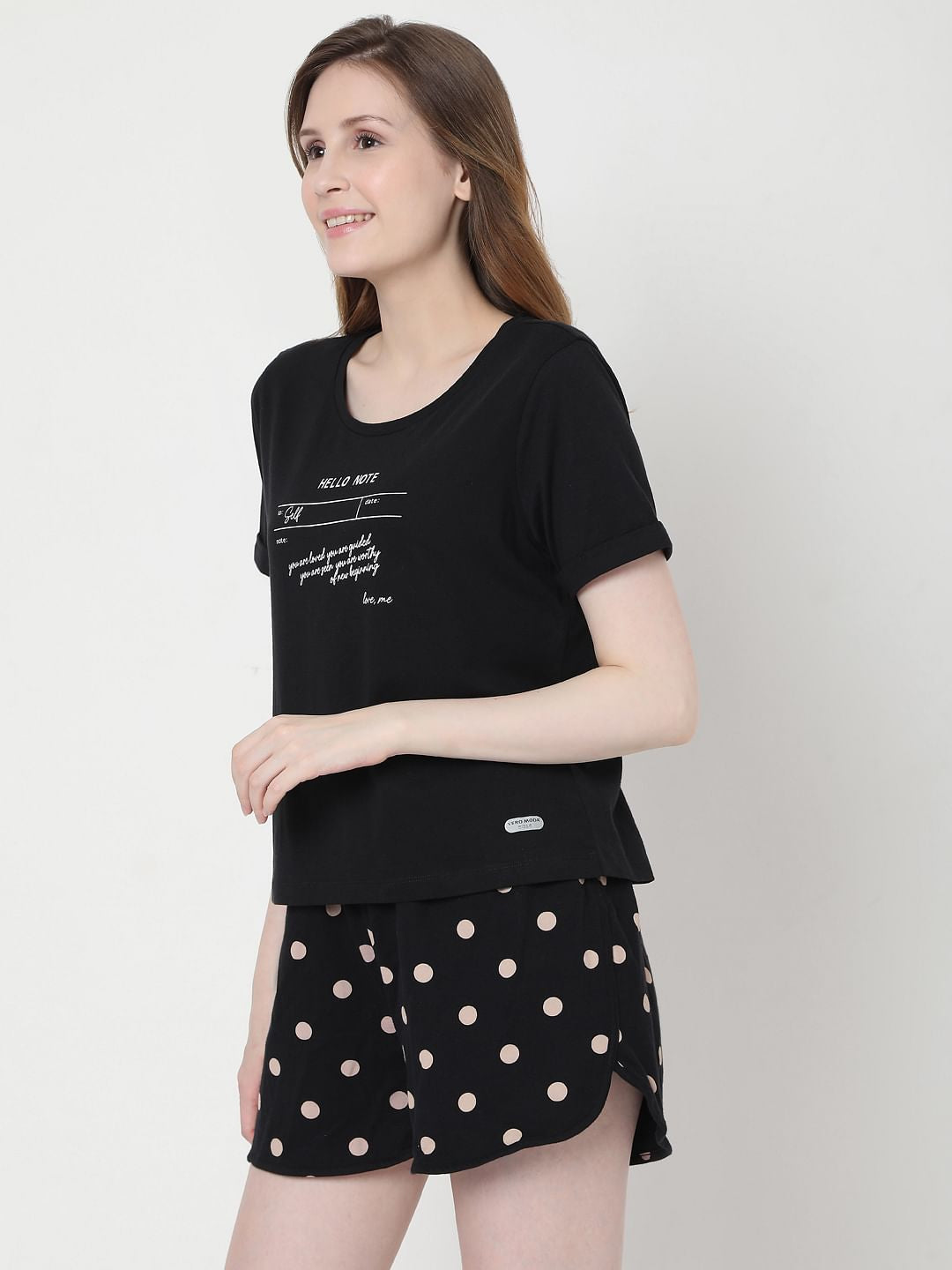 Black Polka Dot Shorts & T-Shirt Set