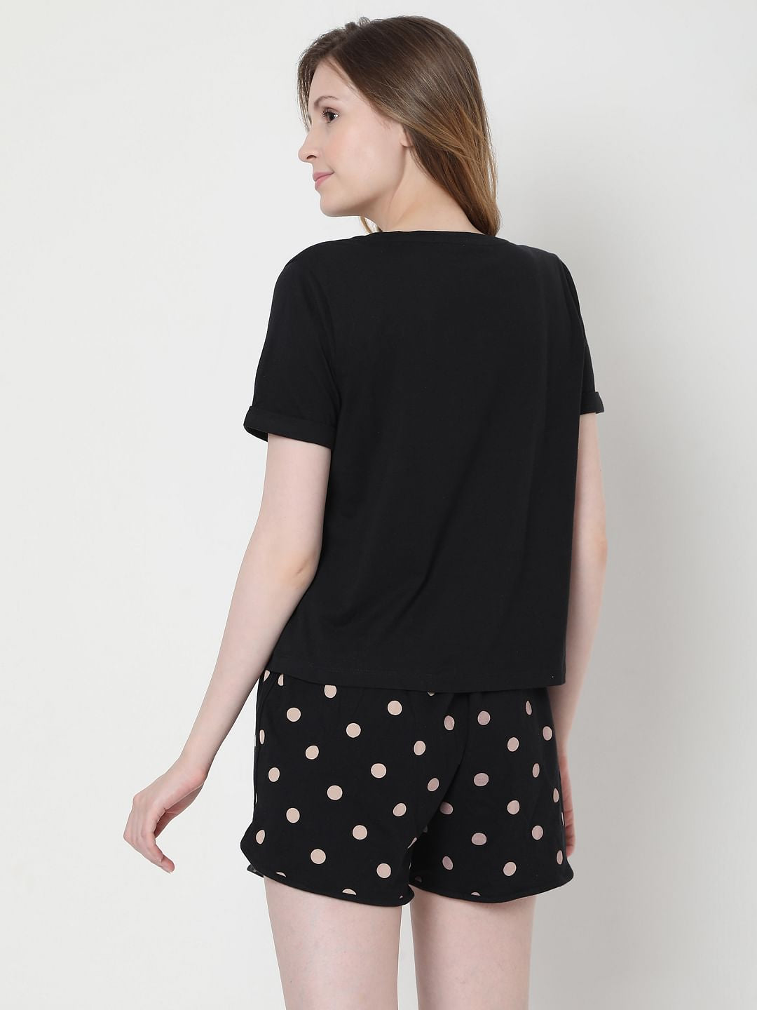 Black Polka Dot Shorts & T-Shirt Set