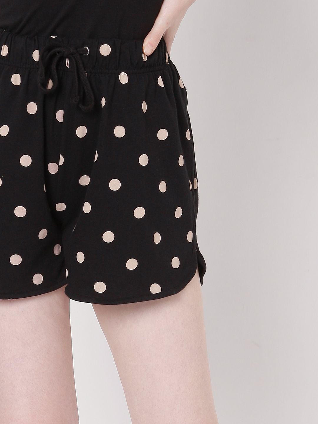 Black Polka Dot Shorts & T-Shirt Set