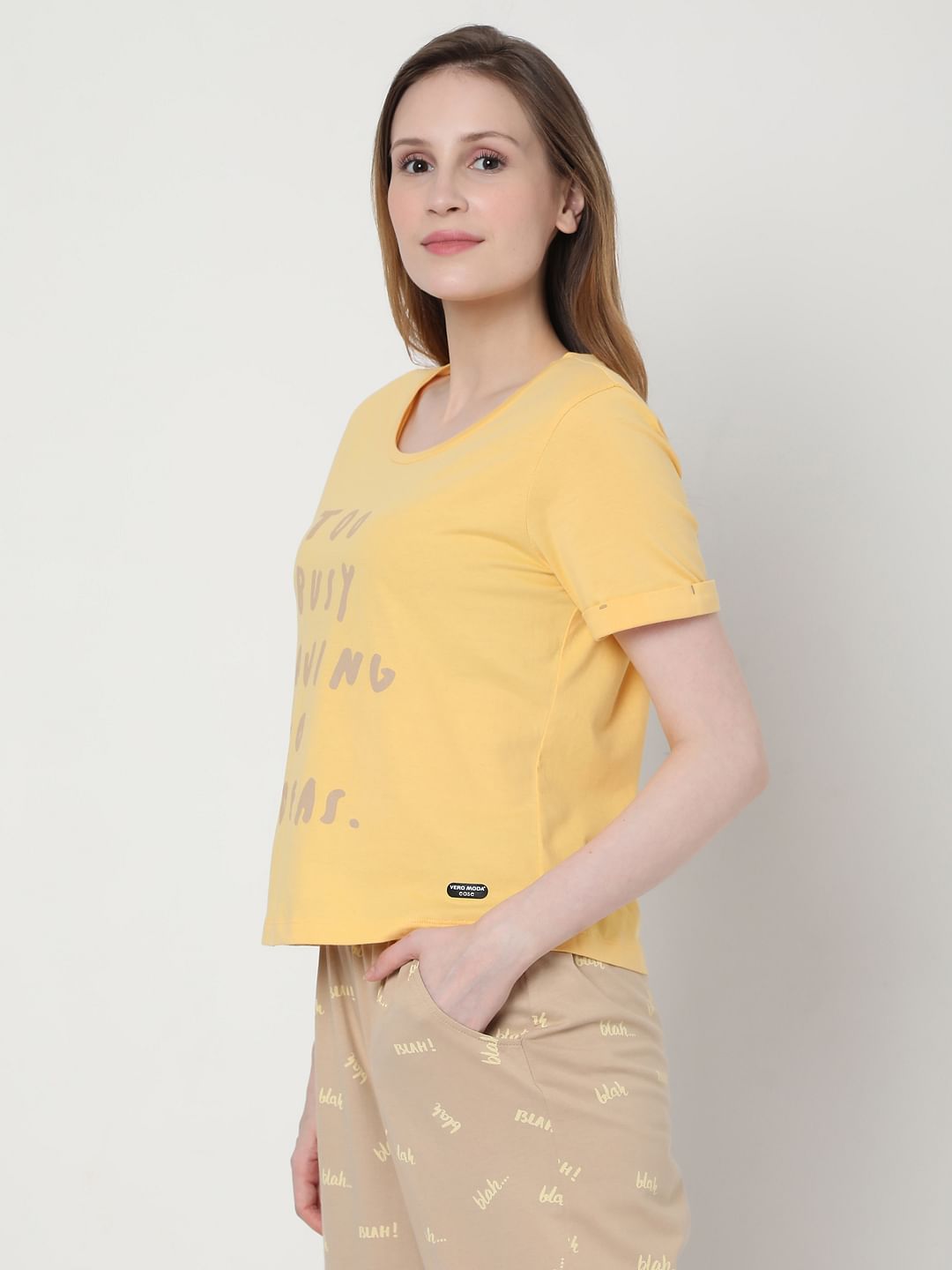 Beige & Yellow Pyjama Set