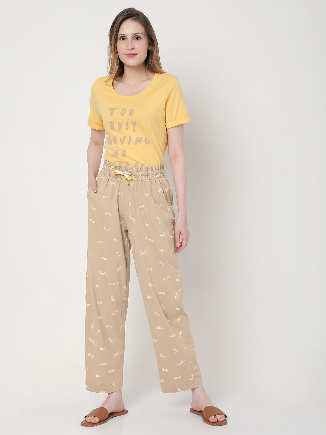 Beige & Yellow Pyjama Set