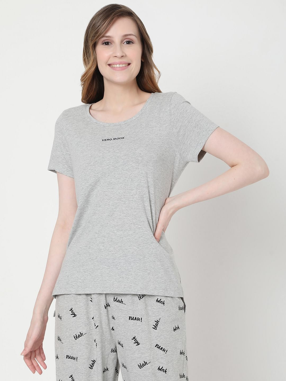 Grey Printed T-Shirt & Joggers Set