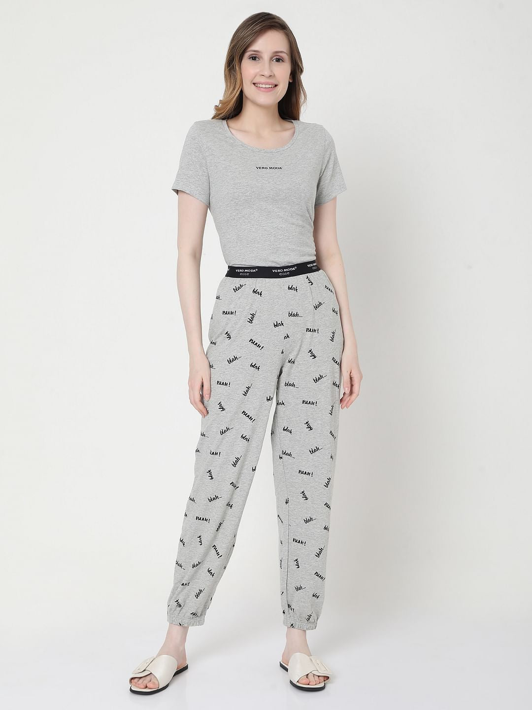 Grey Printed T-Shirt & Joggers Set