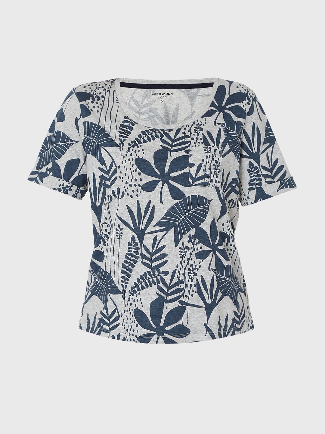 Grey Tropical Print T-Shirt & Shorts Set