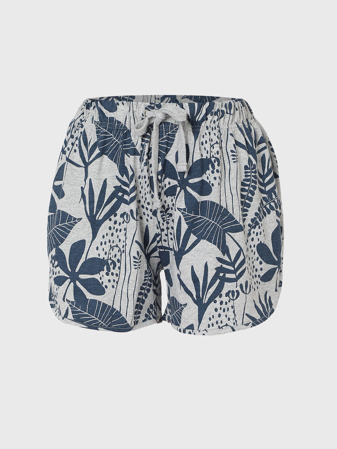 Grey Tropical Print T-Shirt & Shorts Set