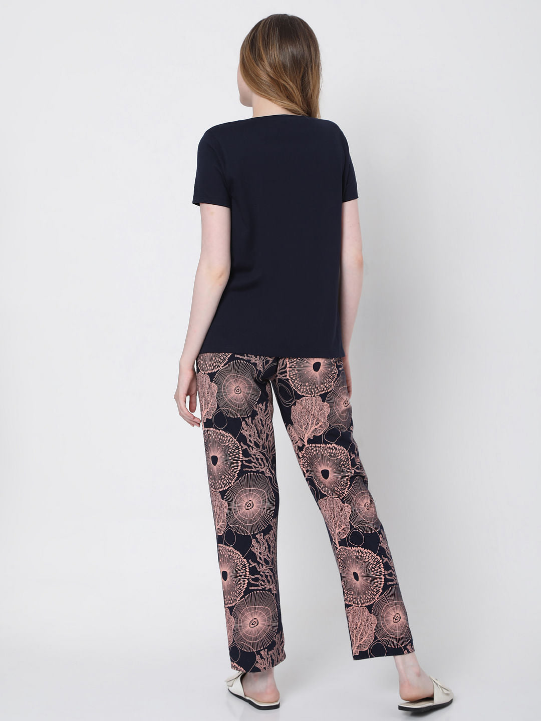 Navy Blue Printed Pyjama Set