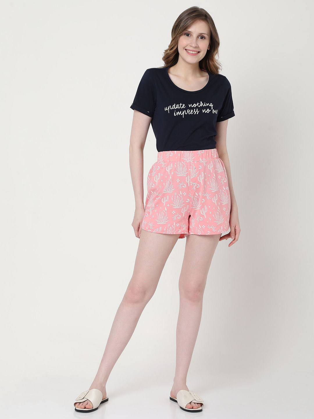 Black & Pink T-Shirt & Shorts Set