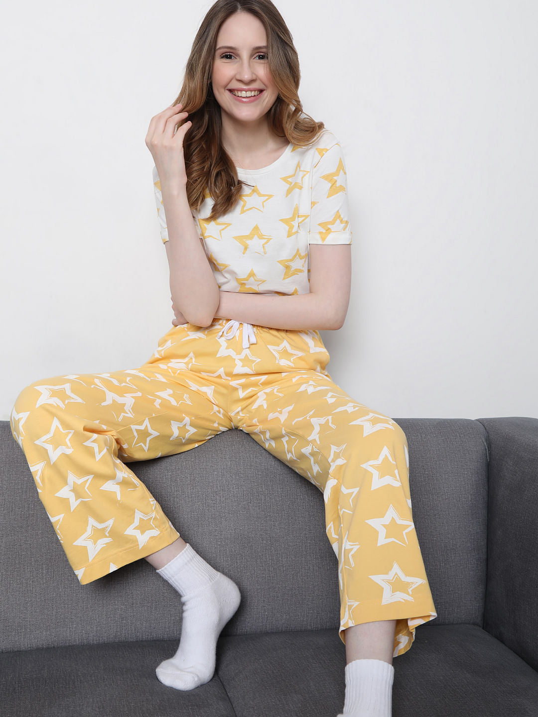 Yellow Star Print Pyjama Set