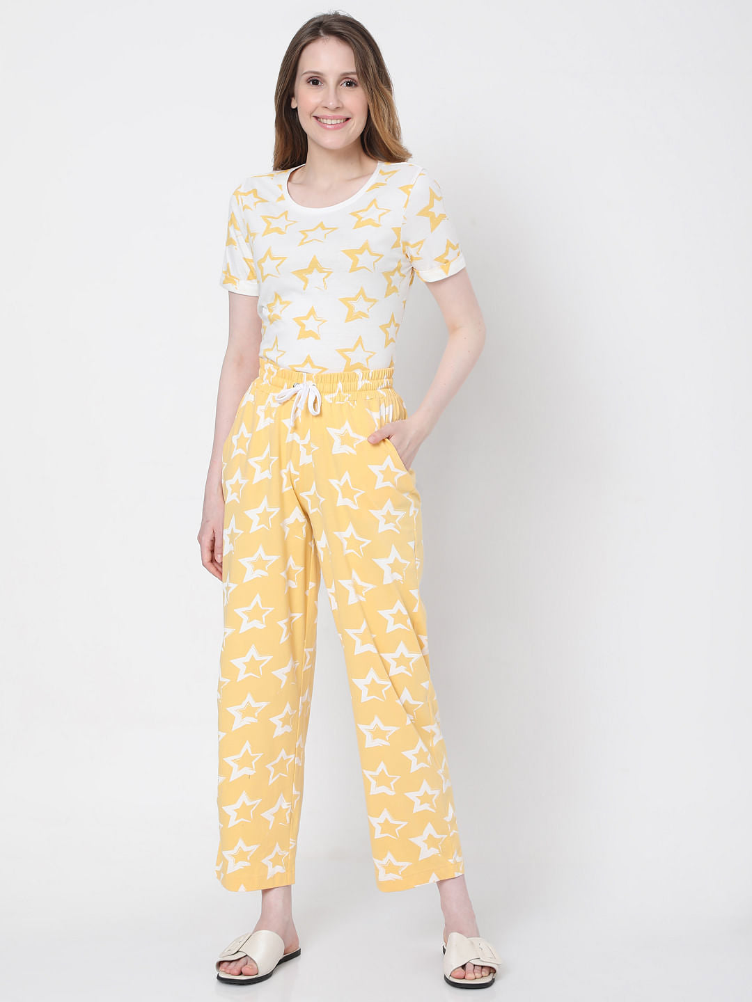 Yellow Star Print Pyjama Set