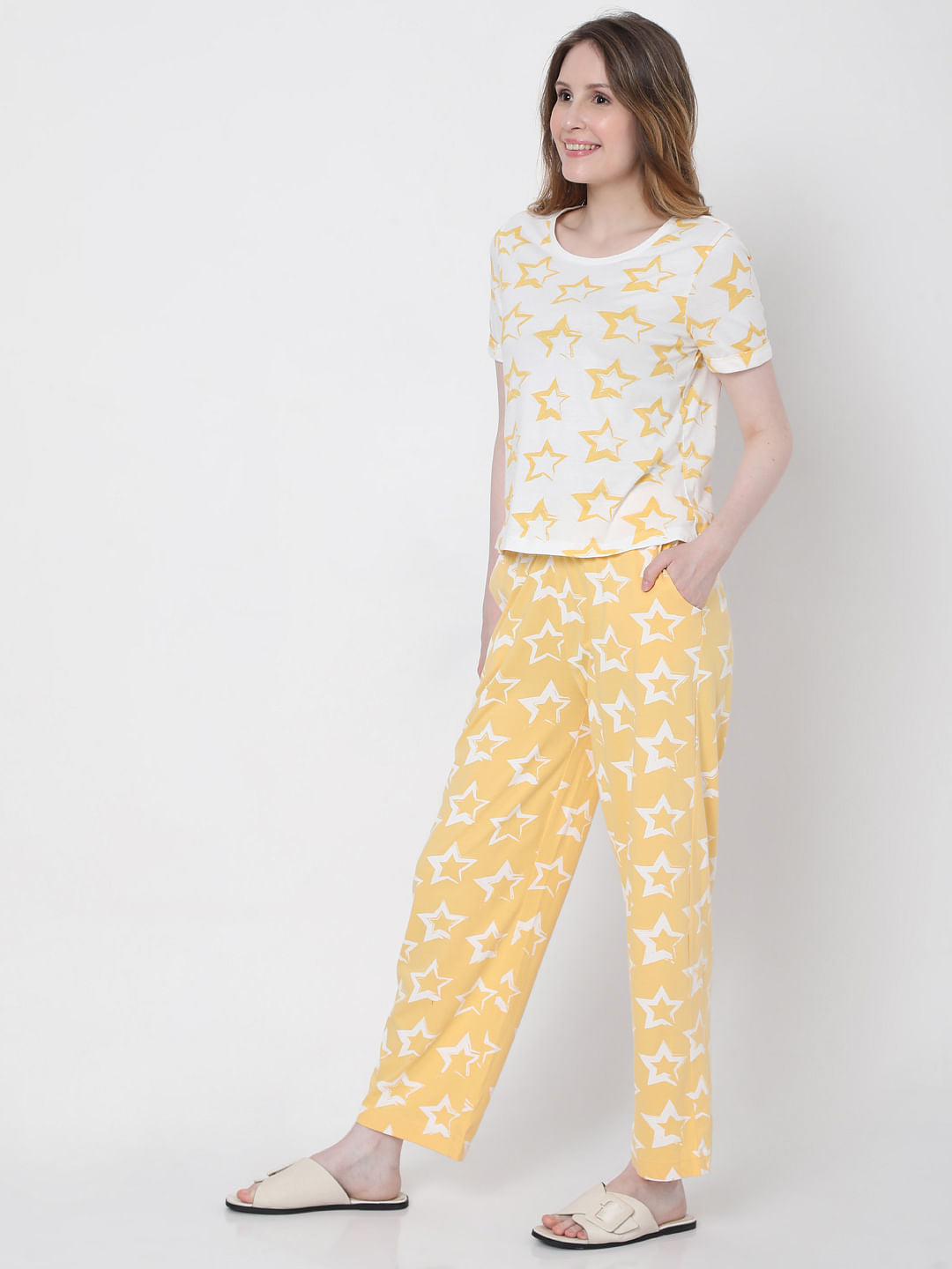 Yellow Star Print Pyjama Set