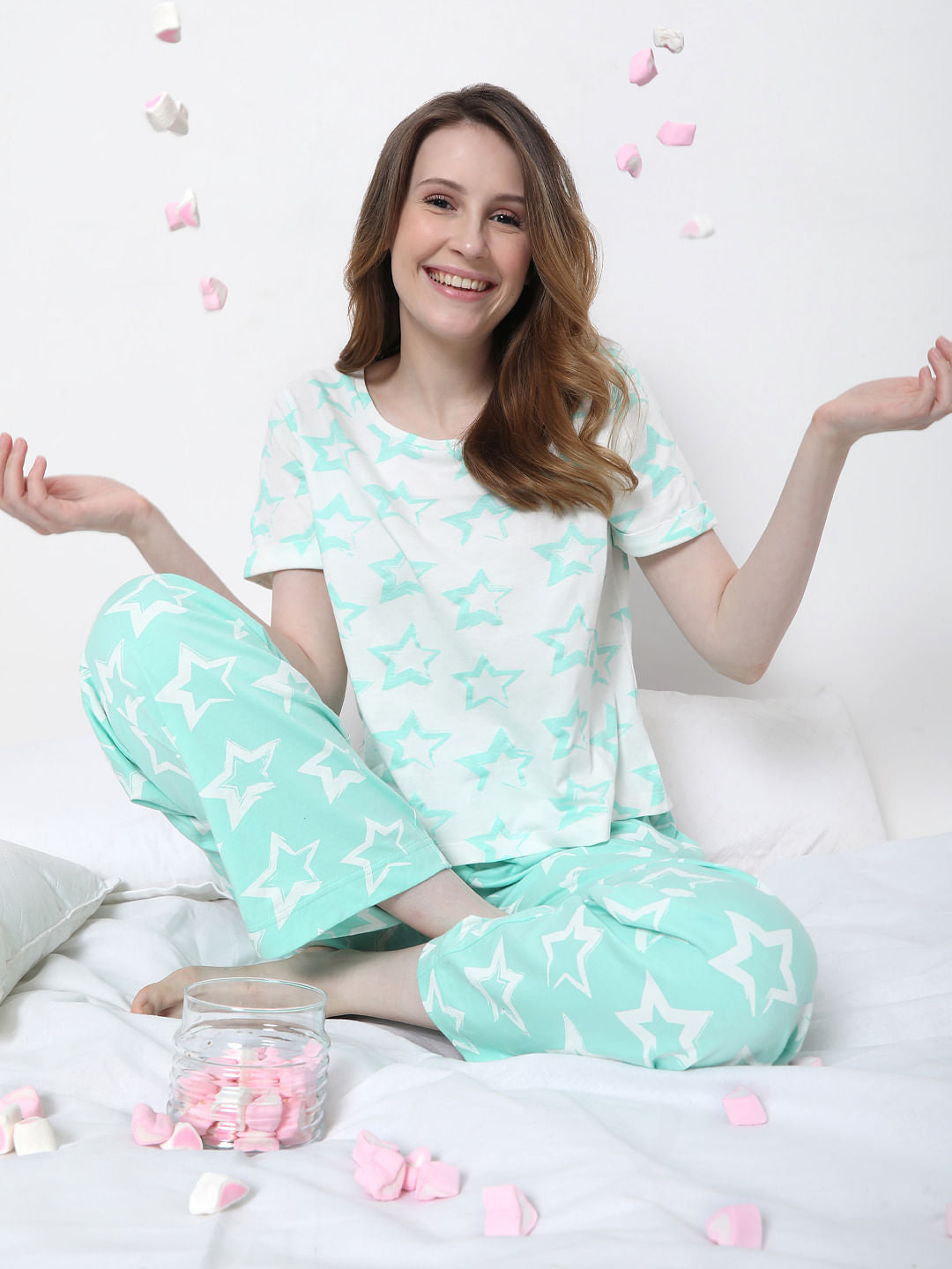 Green Star Print Pyjama Set