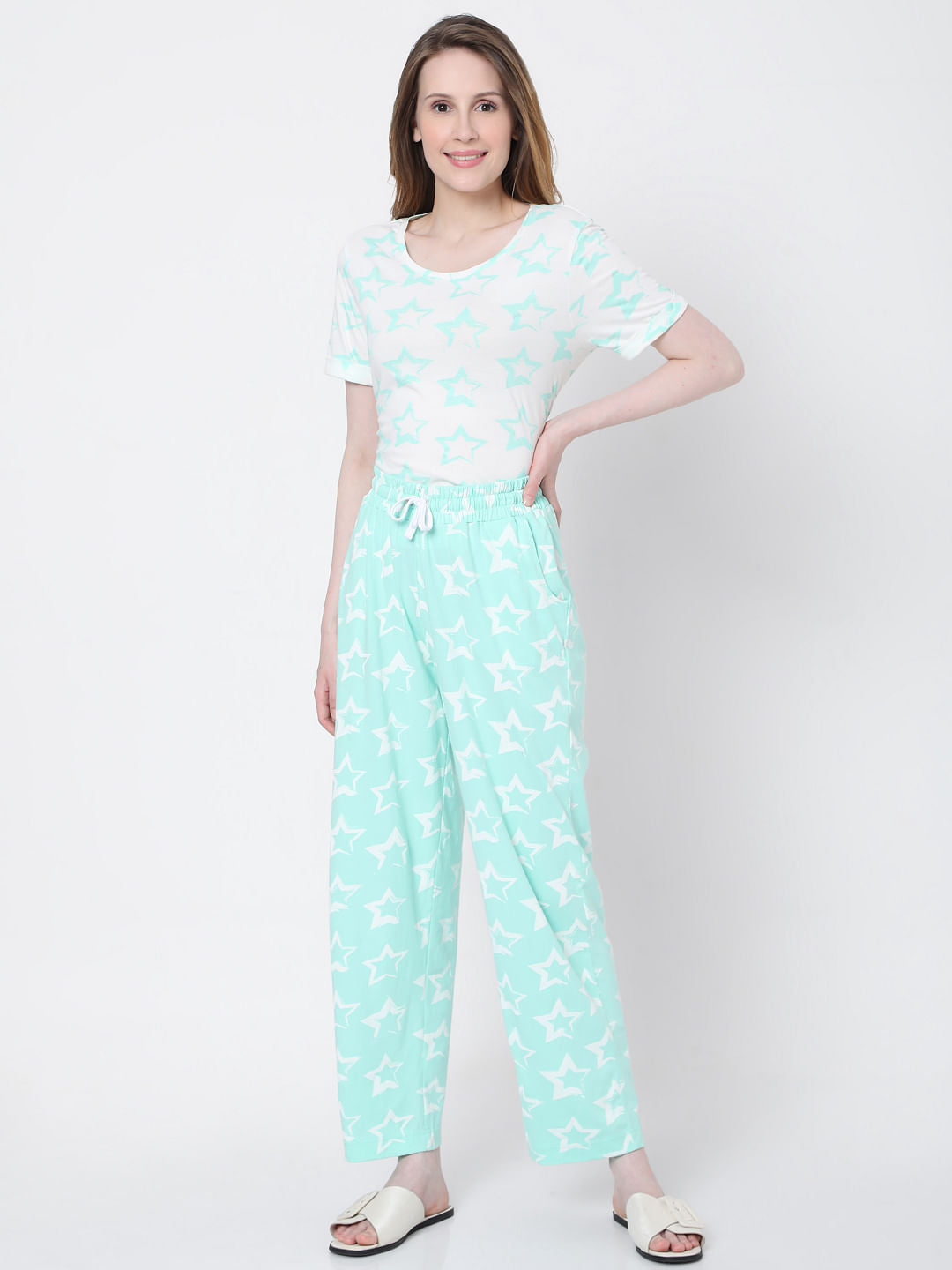 Green Star Print Pyjama Set