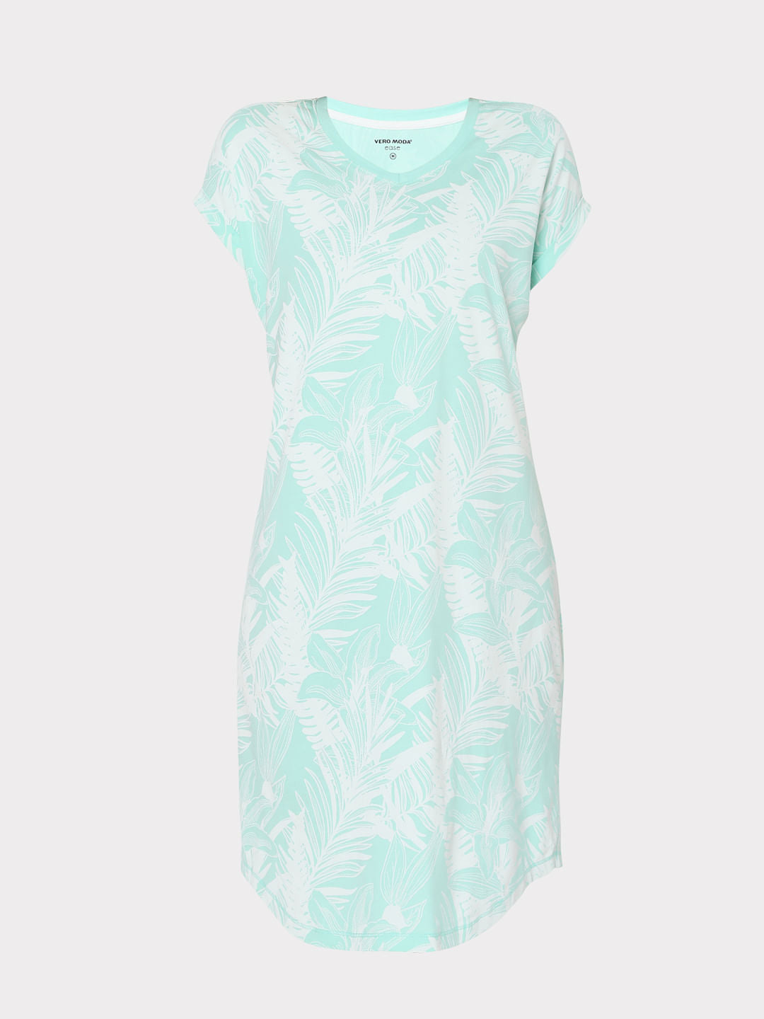 Green Tropical Print Nightwear Dress