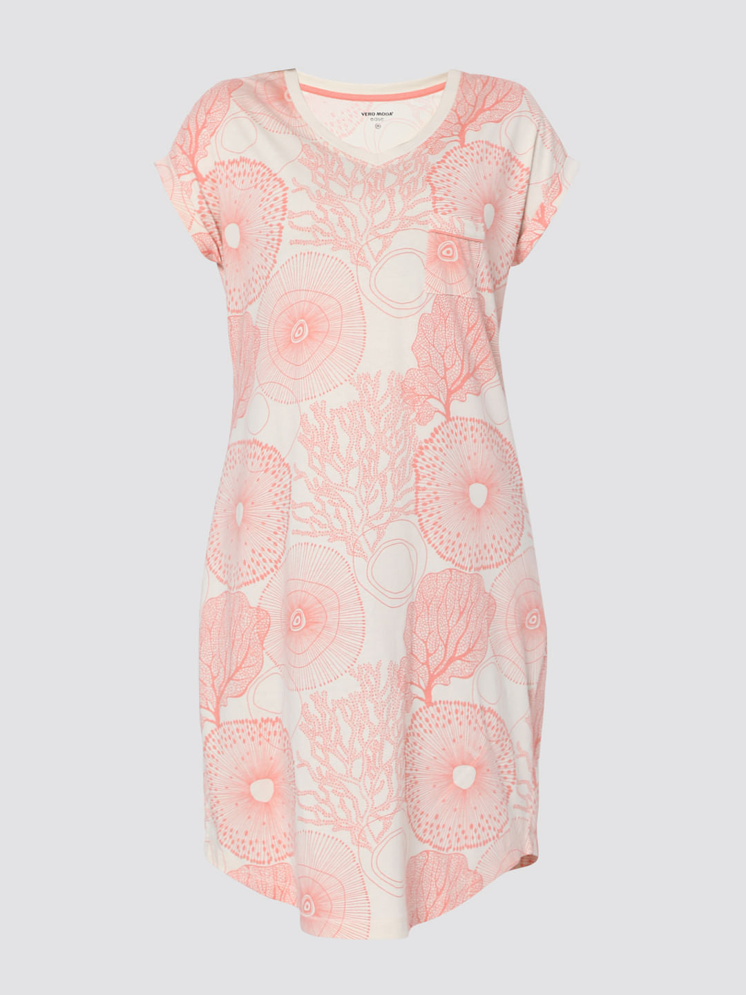 Coral Printed Nighwear Dress
