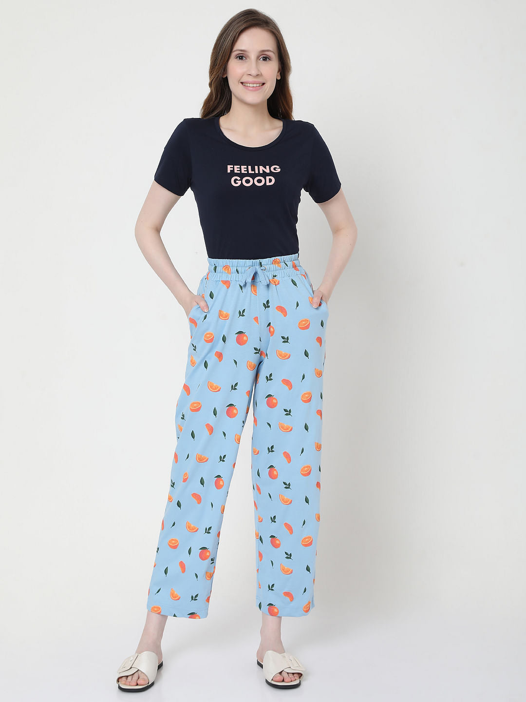 Blue Tangerine Print Pyjama Set