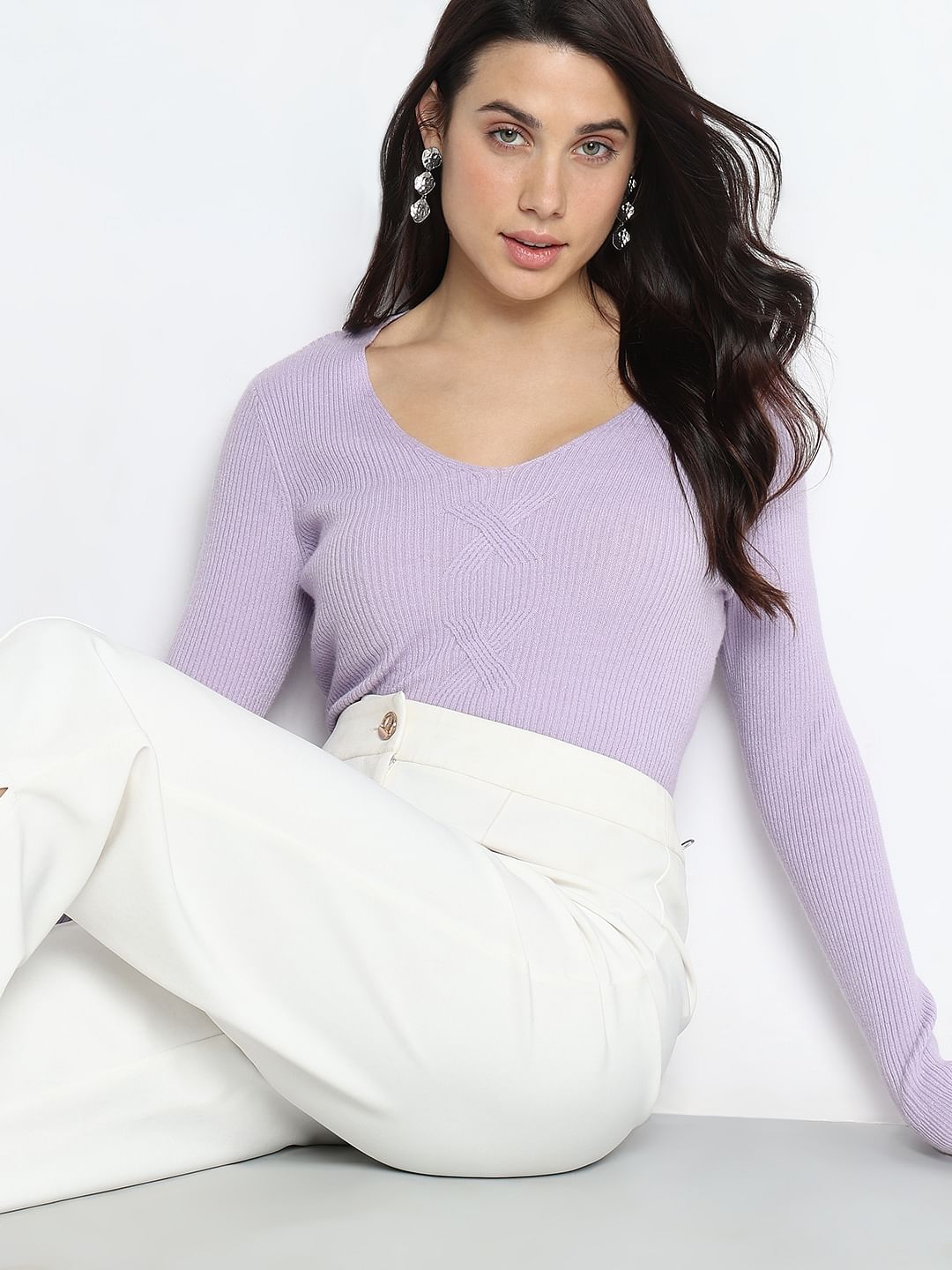 Lilac Ribbed Knit Top