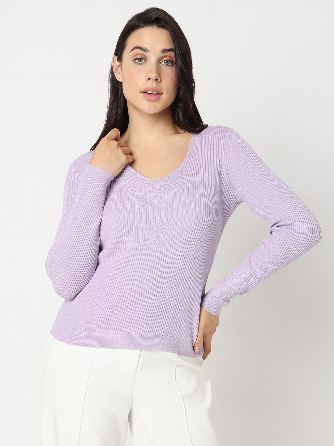 Lilac Ribbed Knit Top