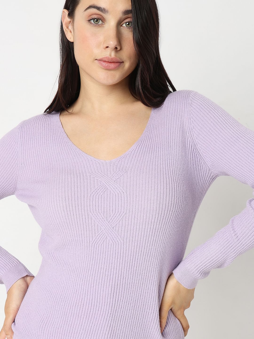 Lilac Ribbed Knit Top