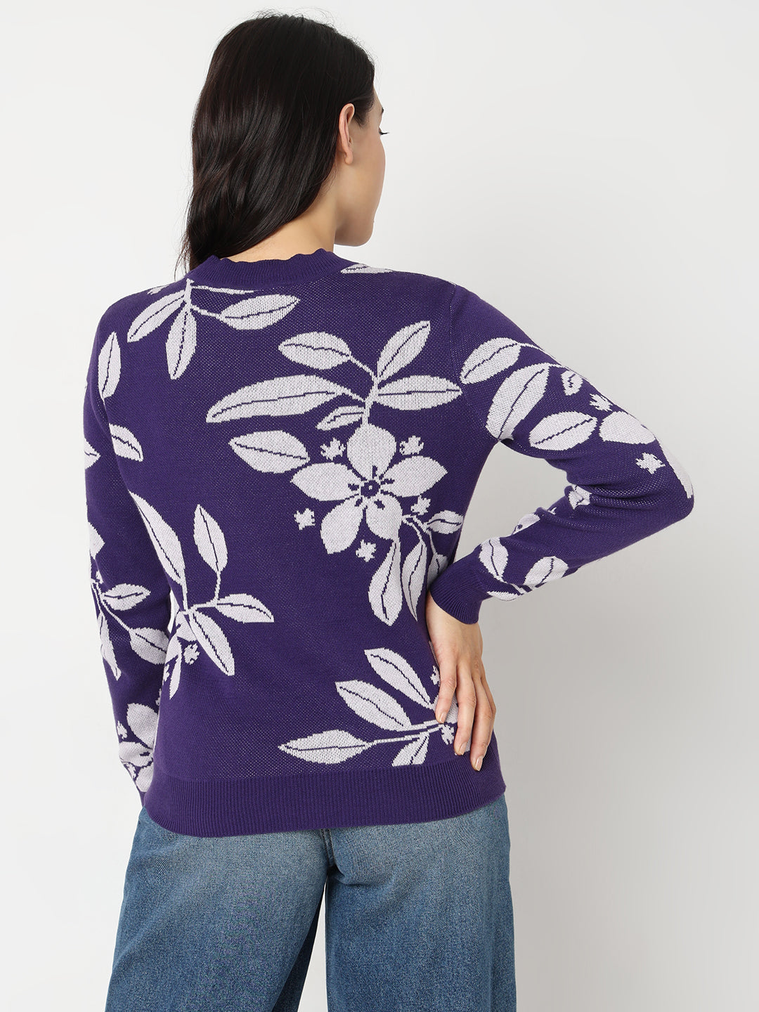 Purple Floral Knitted Top