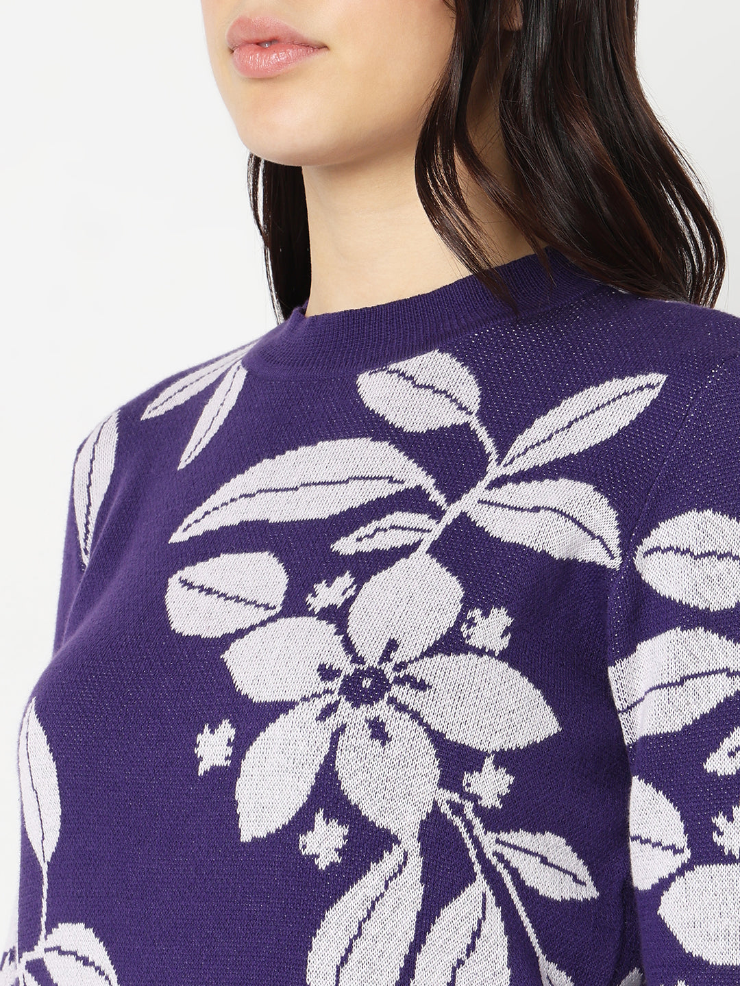Purple Floral Knitted Top