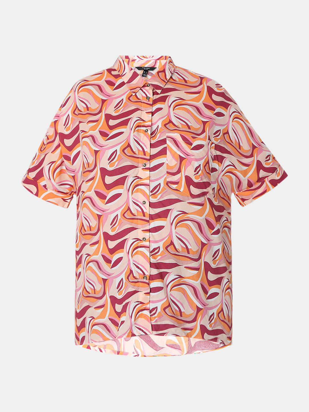 Curve Pink Abstract Print Shirt