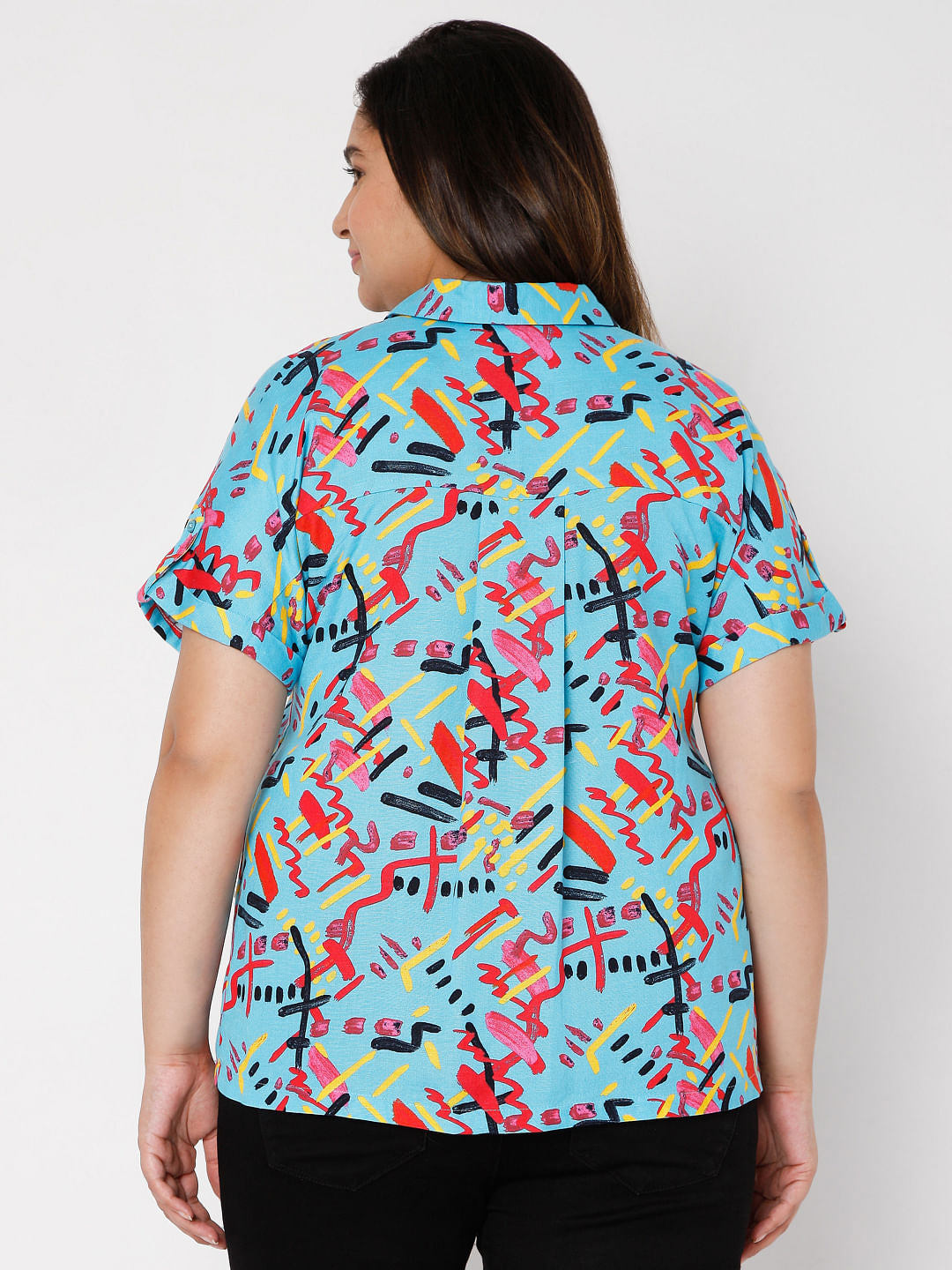 Curve Blue Abstract Printed Shirt