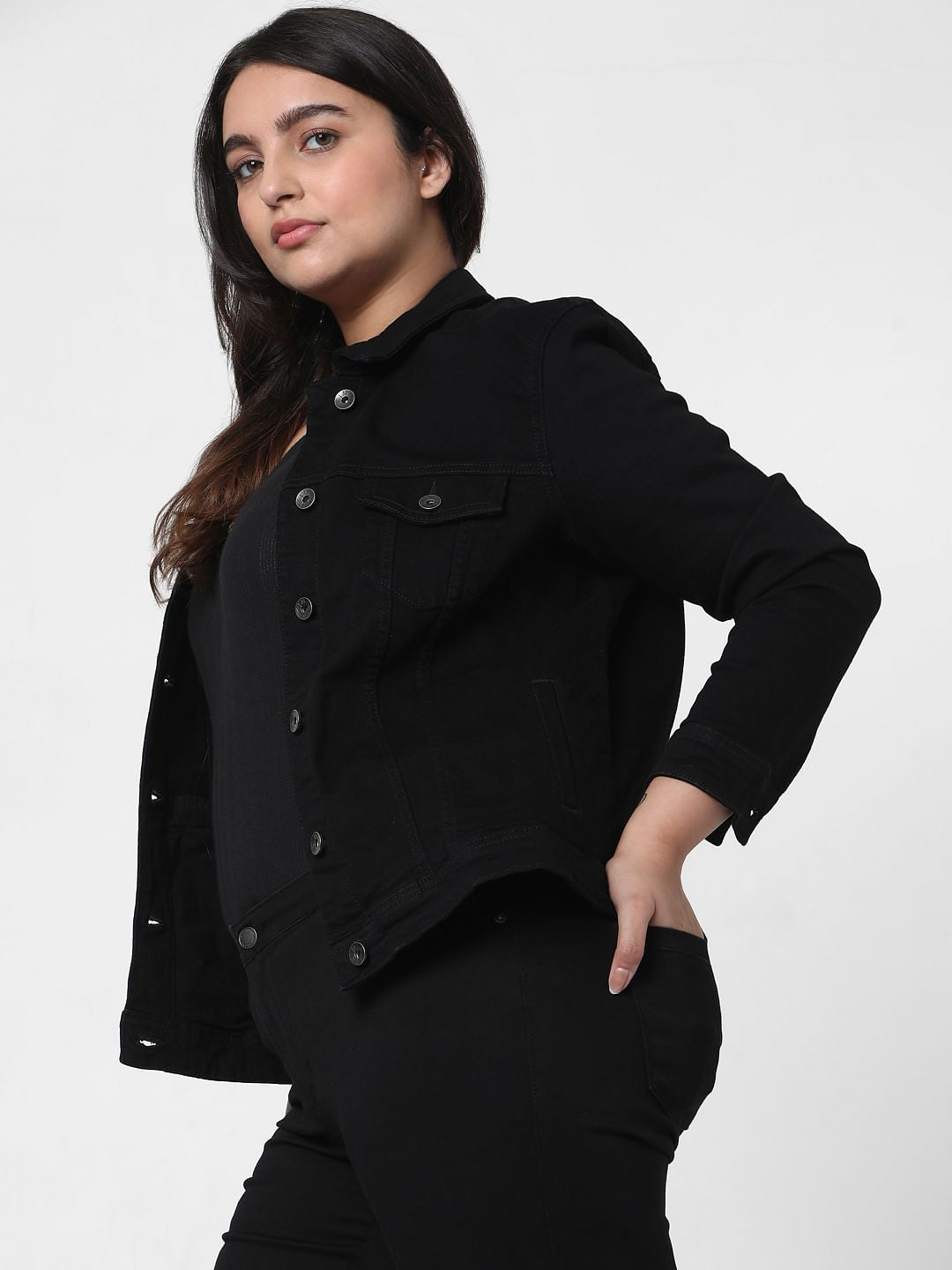 Curve Black Denim Jacket