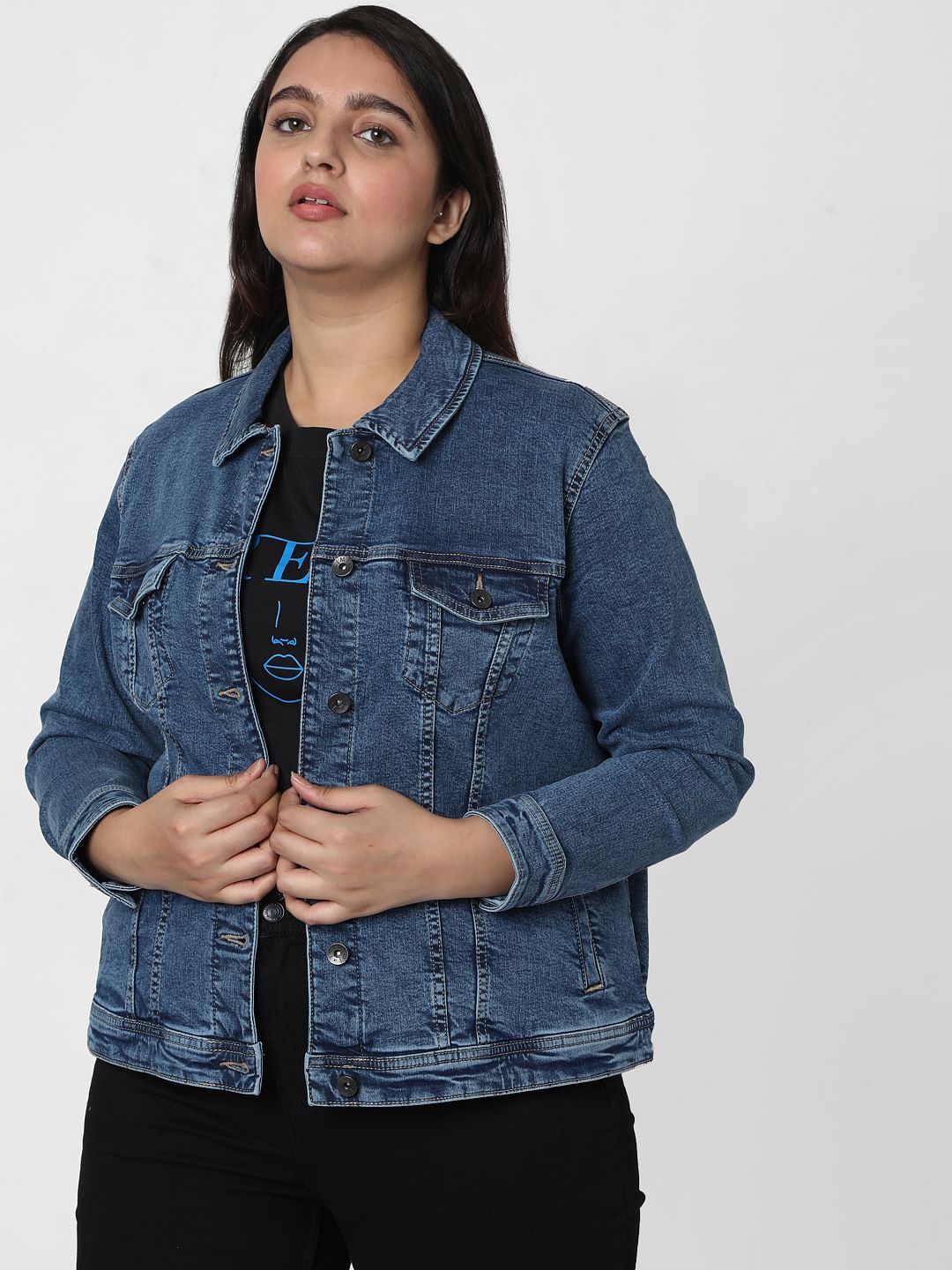 Curve Blue Washed Denim Jacket