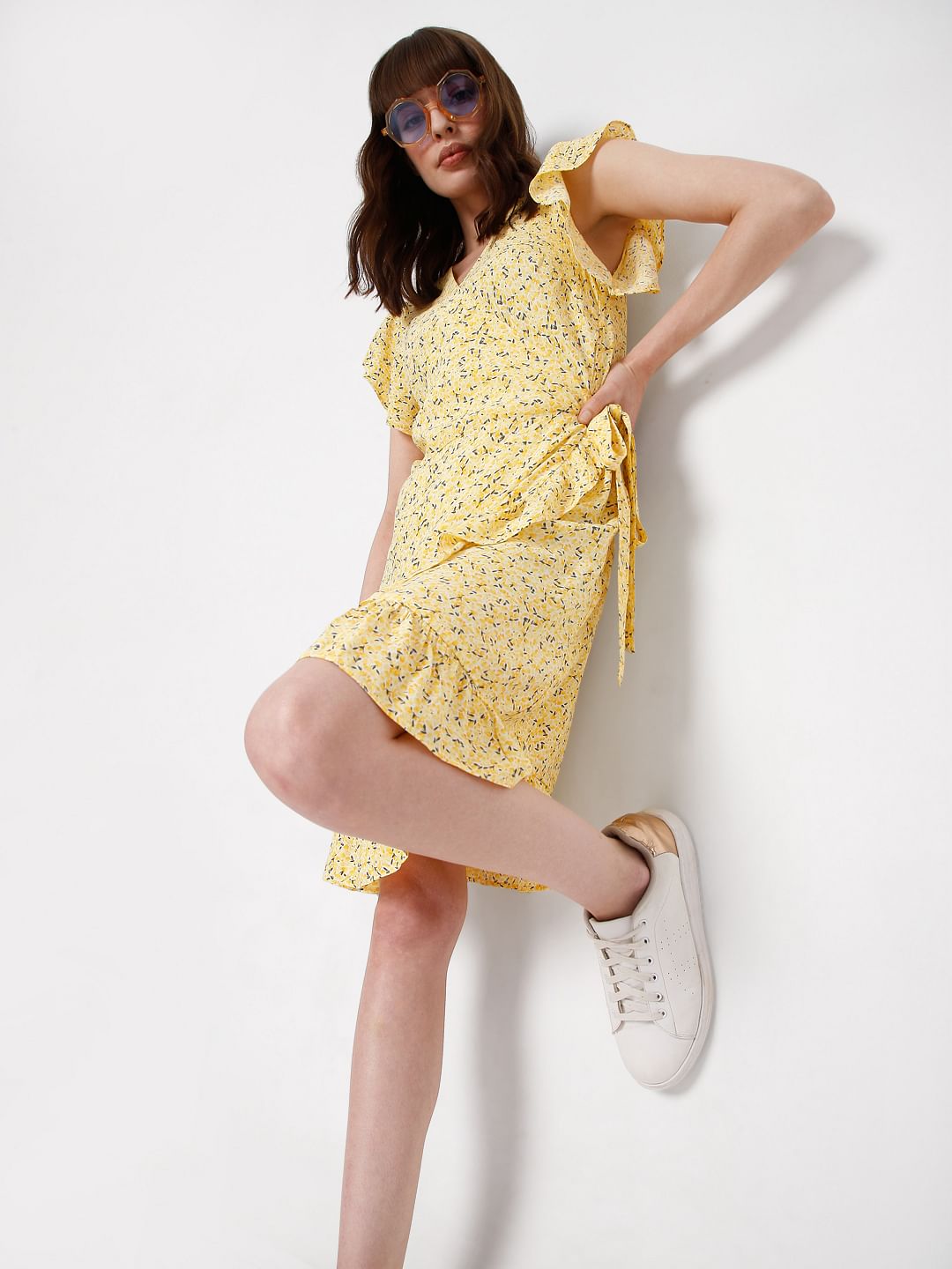 Yellow Floral Mini Dress