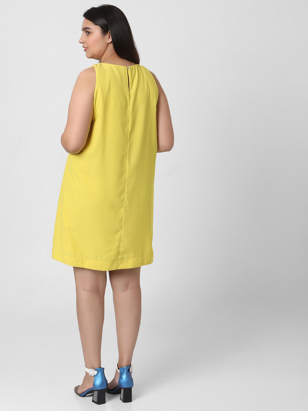 Curve Yellow Sleeveless Shift Dress
