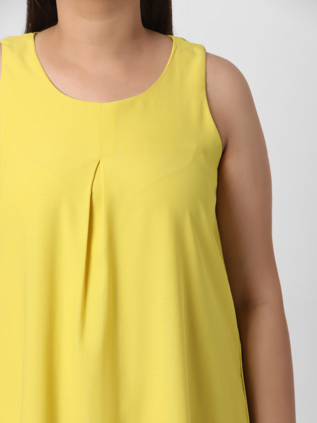 Curve Yellow Sleeveless Shift Dress