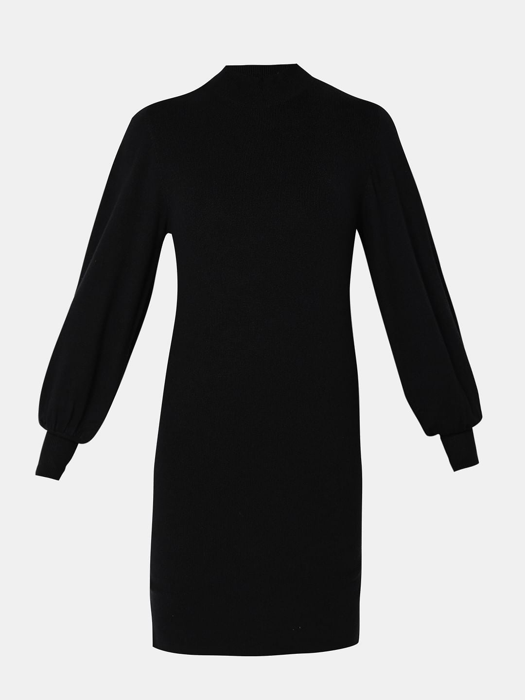 Black High Neck Bodycon Fitted Dress