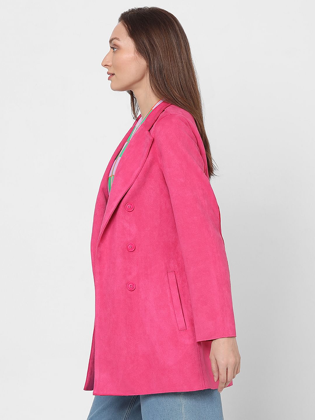Fuchsia Pink Suede Jacket