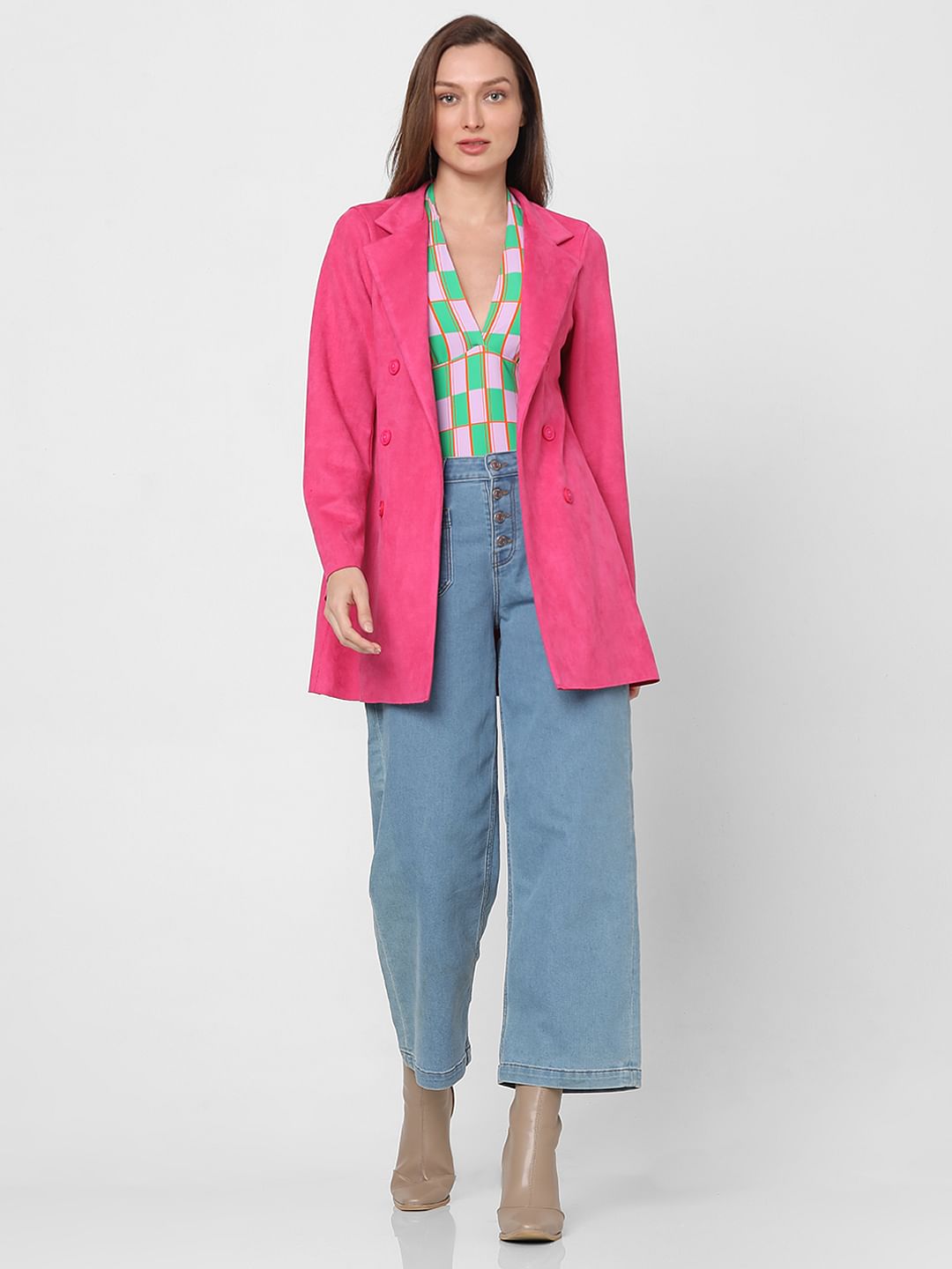 Fuchsia Pink Suede Jacket