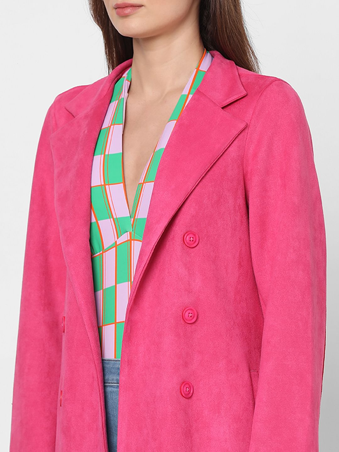 Fuchsia Pink Suede Jacket