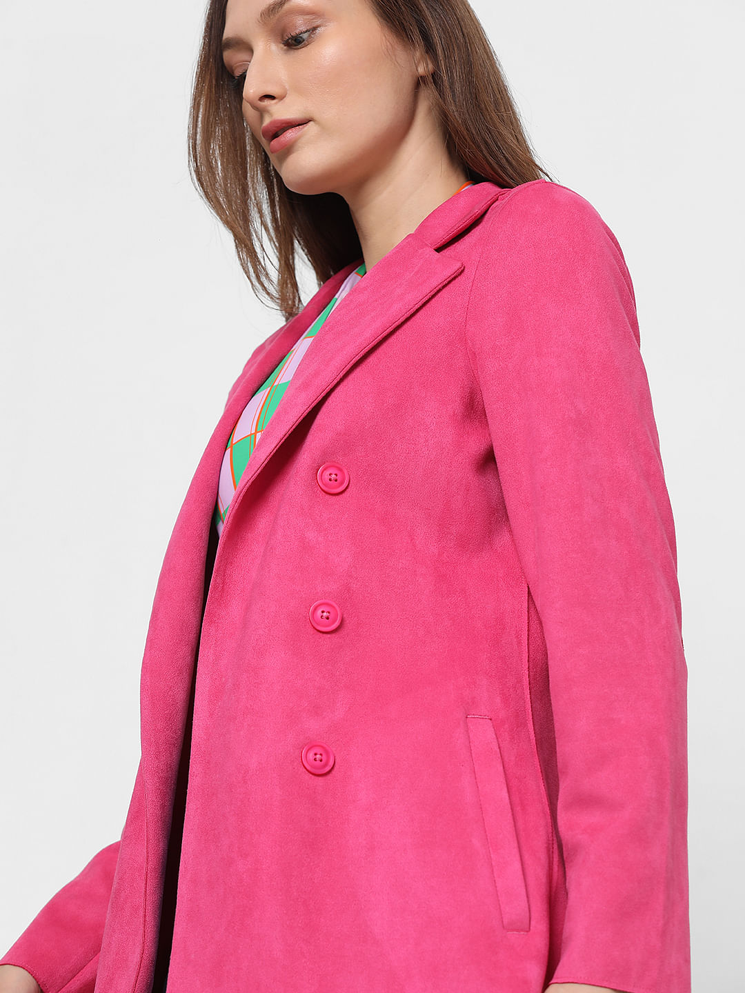Fuchsia Pink Suede Jacket